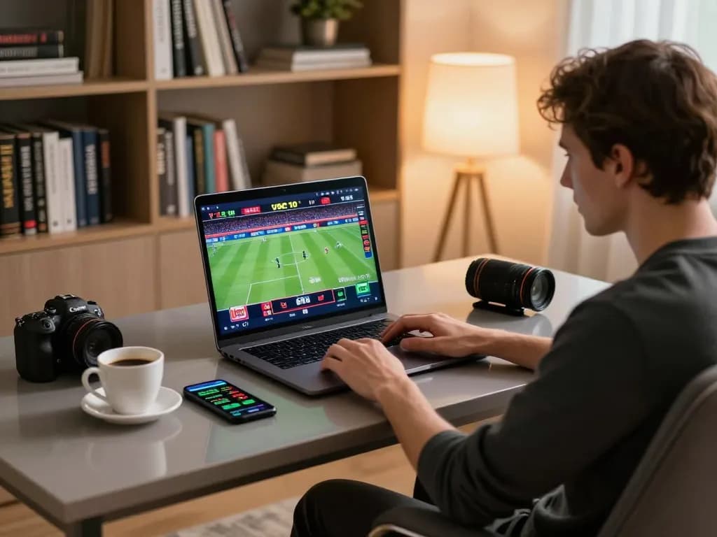 Engaging with live sports betting on vsc10 laptop at a modern home setup
