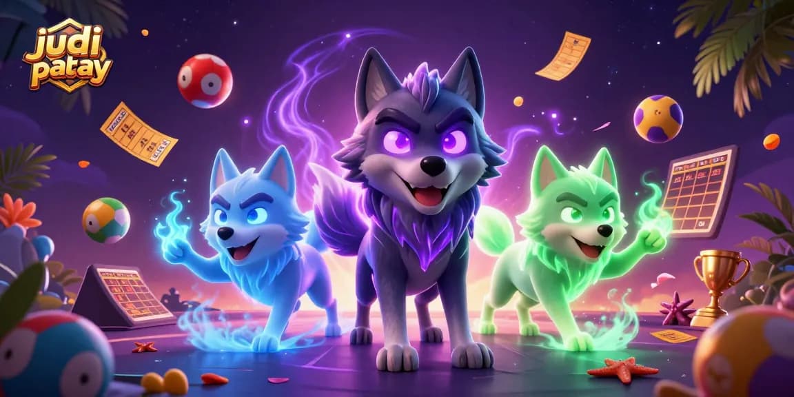 Experience thrilling judi bola parlay betting action with vibrant 3D wolves and sports elements.