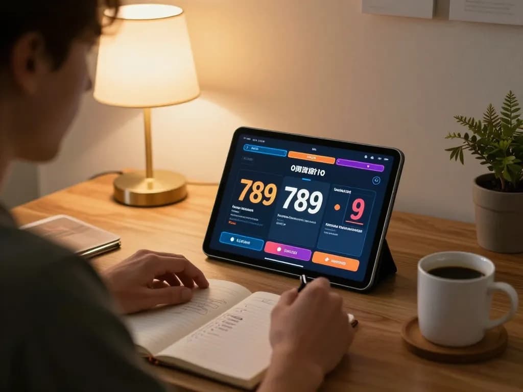 Player analyzing strategies while enjoying a game on 789 bet tablet interface at home.