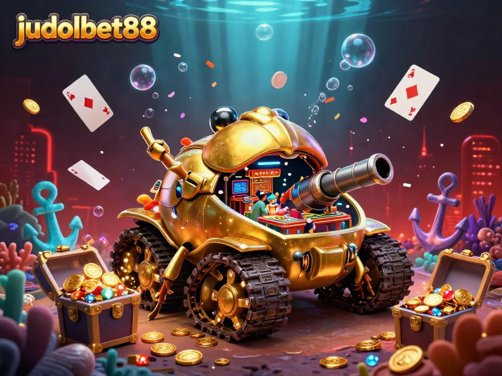 Experience the thrill of judolbet88 in a vibrant underwater casino adventure with rich gold coins and lively patrons.