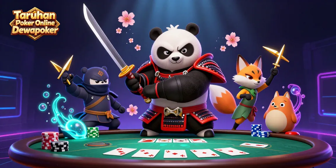 Engage with Taruhan Poker Online Dewapoker, featuring vibrant poker elements and dynamic characters.