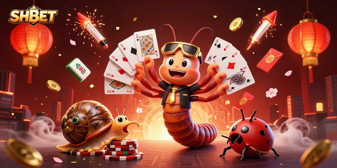 Experience SHBET's thrilling casino atmosphere with a lively 3D illustration of a millipede dealer!