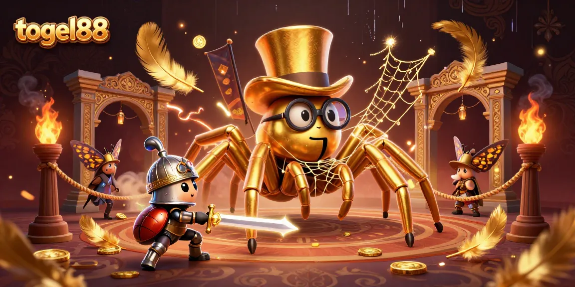 Engage in thrilling togel88 action with a brave beetle knight confronting a golden tarantula.