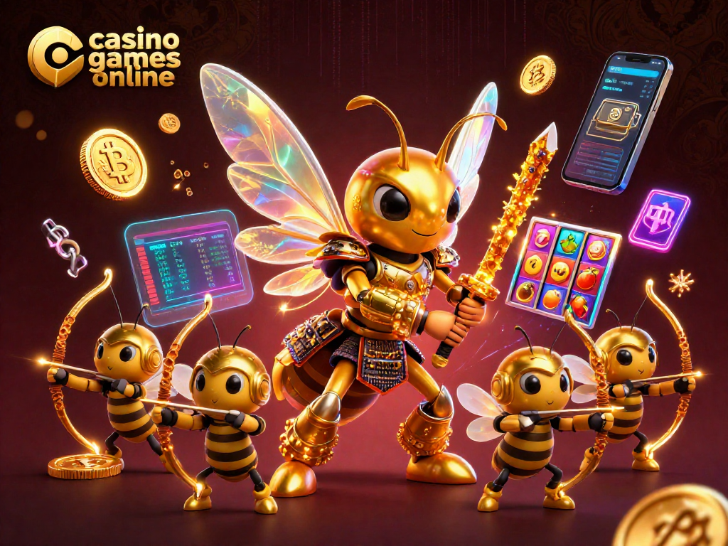 Engage with casino games online through an immersive 3D illustrated scene featuring vibrant characters.