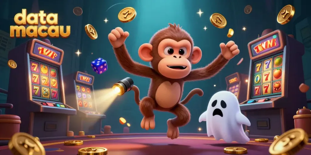 Visualisasikan data macau dengan mesin slot dan simbol keberuntungan dalam ilustrasi yang menarik.
