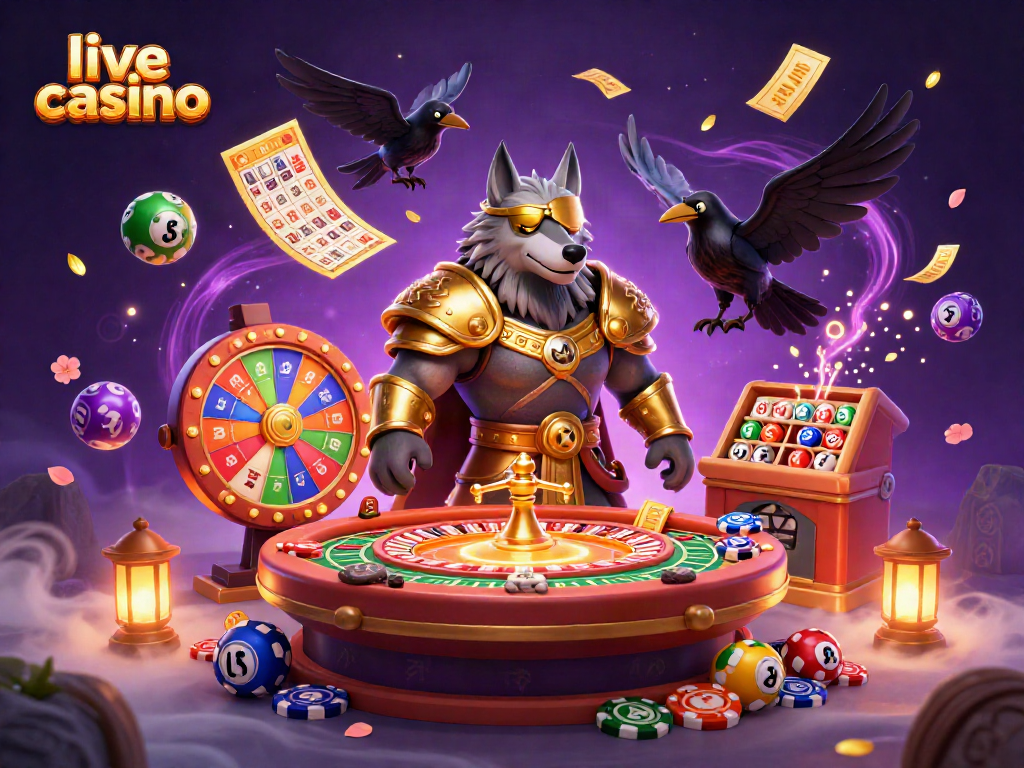 Experience the excitement of a live casino with vibrant characters and game elements.