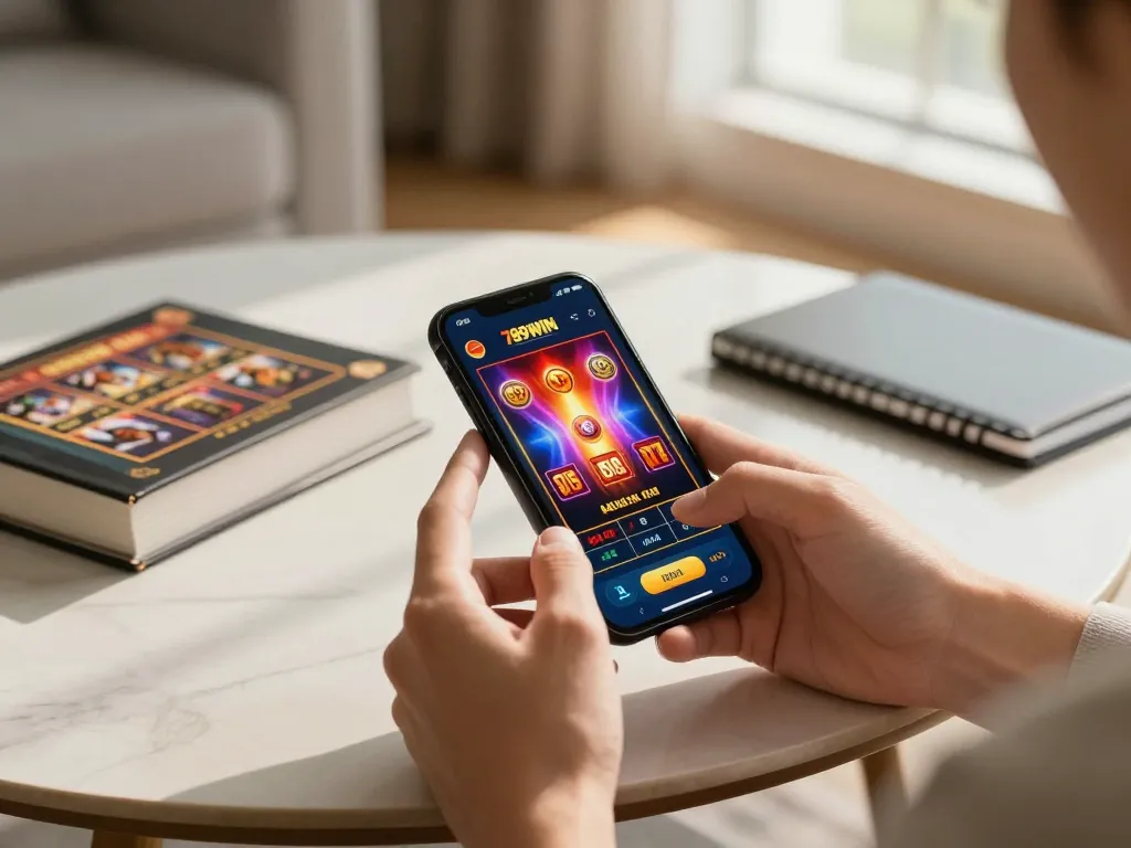 Engaging gameplay on the 789WIN app while managing bankroll in a cozy setting