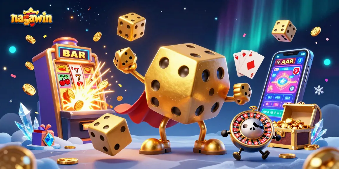 Experience the thrill of nagawin with golden dice, jackpot slots, and a vibrant casino atmosphere.