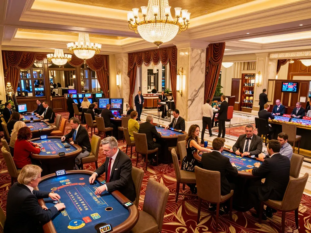 Engaging atmosphere at a casino where players attempt to ดูหนังออนไลน์ while enjoying games.