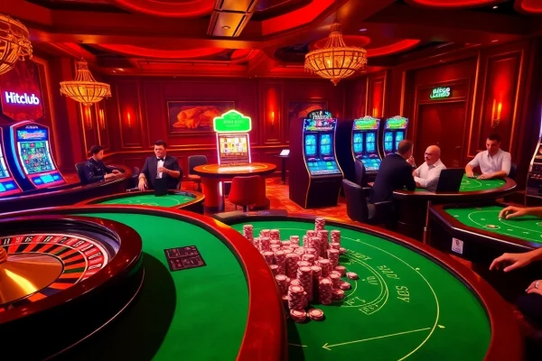 Players enjoying a thrilling poker game at Hitclub casino, showcasing strategic betting and vibrant action.