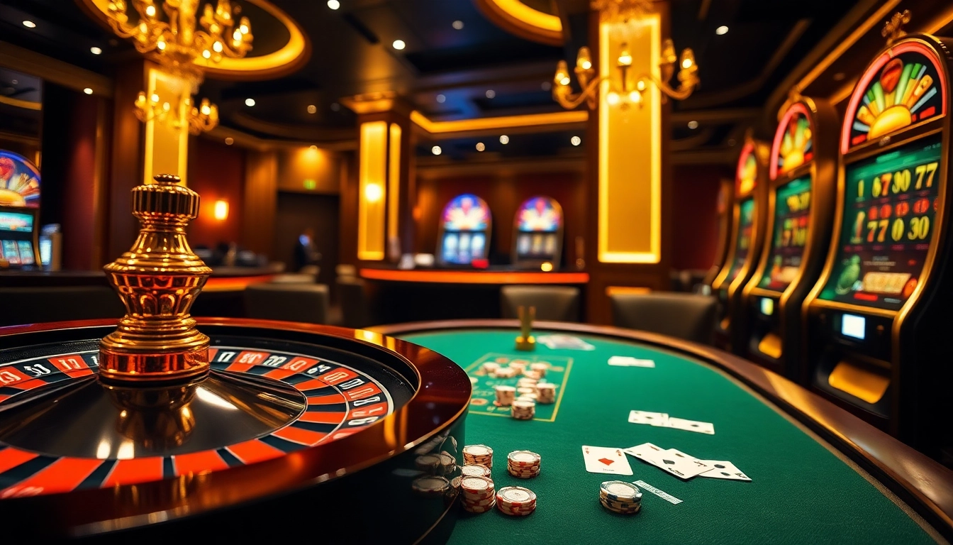 Experience the thrill of F8bet with luxury casino elements like poker chips, cards, and roulette wheels in an exciting atmosphere.