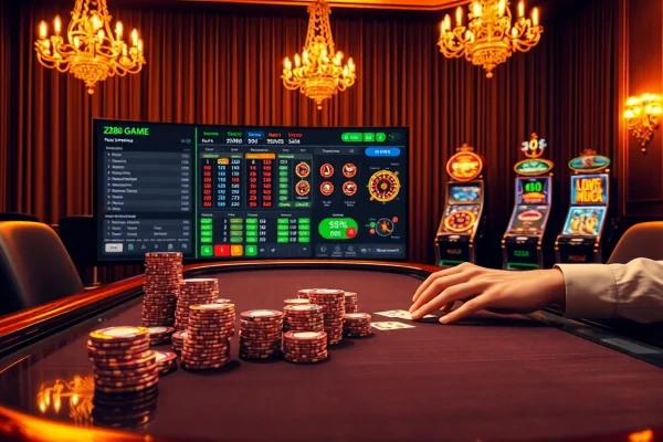 Player placing bets on hz88 game at luxury casino table with vibrant poker chips and digital roulette