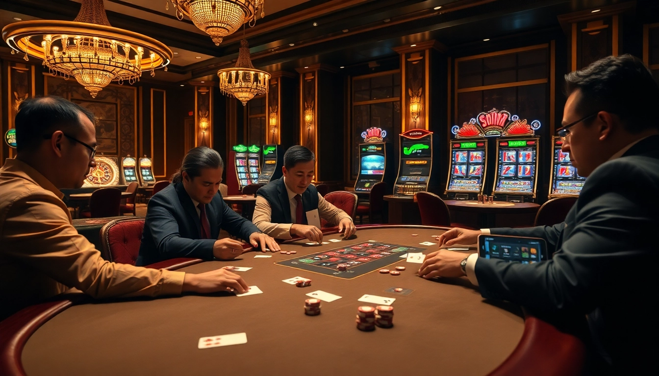 High-stakes poker game at a luxurious casino atmosphere from https://33win5.it.com/ creating excitement and professionalism.