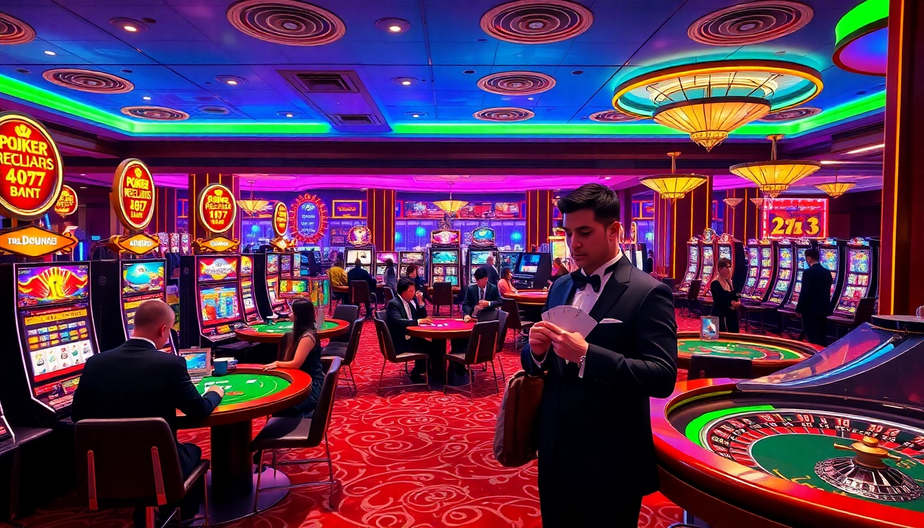 Experience the thrill of gaming at xx88 com with players enjoying exciting casino tables and vibrant slot machines.
