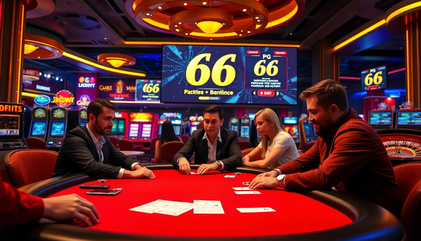 Exciting poker game scene featuring PG 66 with vibrant casino elements and high-stakes atmosphere.
