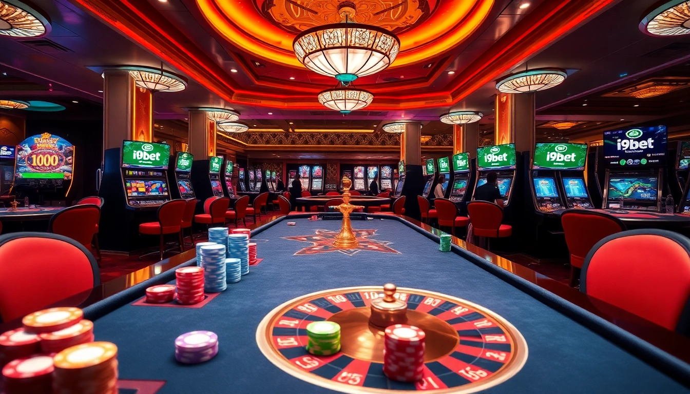 i9bet players enjoying the thrill of poker amidst a luxurious casino ambiance
