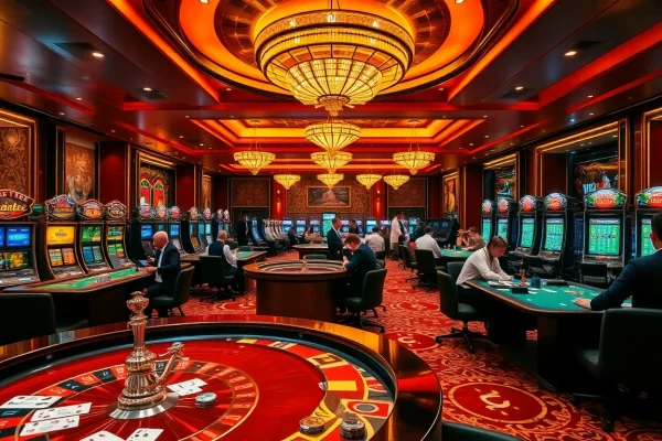 Experience the thrilling excitement of gambling at https://9789bet.com/ with vibrant casino visuals featuring players at tables.