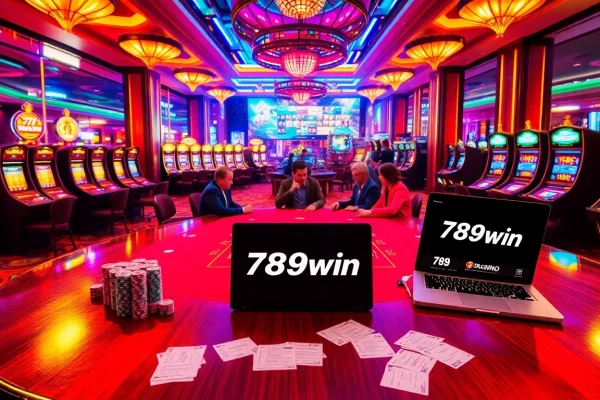 Players enjoying high-stakes poker at a casino showcasing the 789win experience.