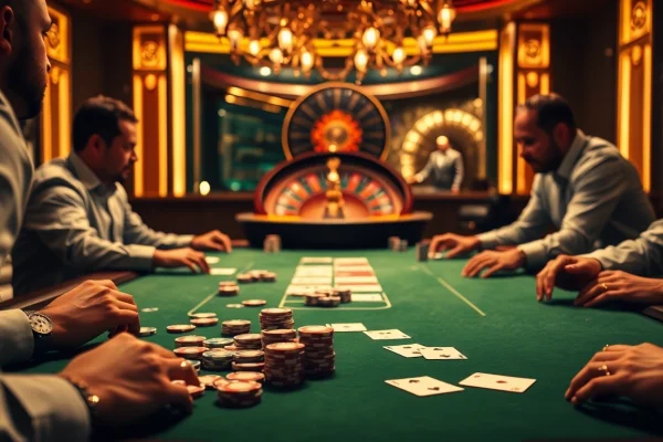 Players strategizing at a poker table with super59 link alternatif prominently featured.