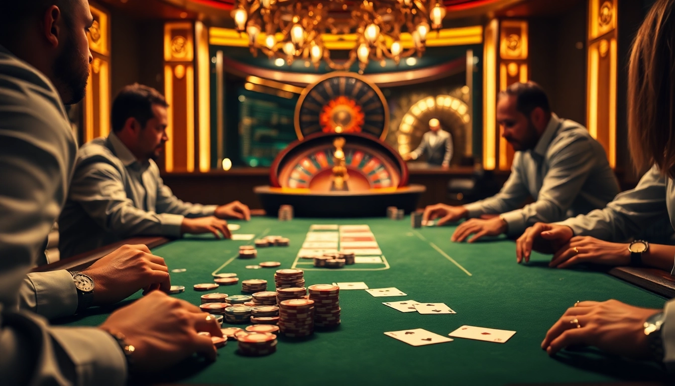 Players strategizing at a poker table with super59 link alternatif prominently featured.