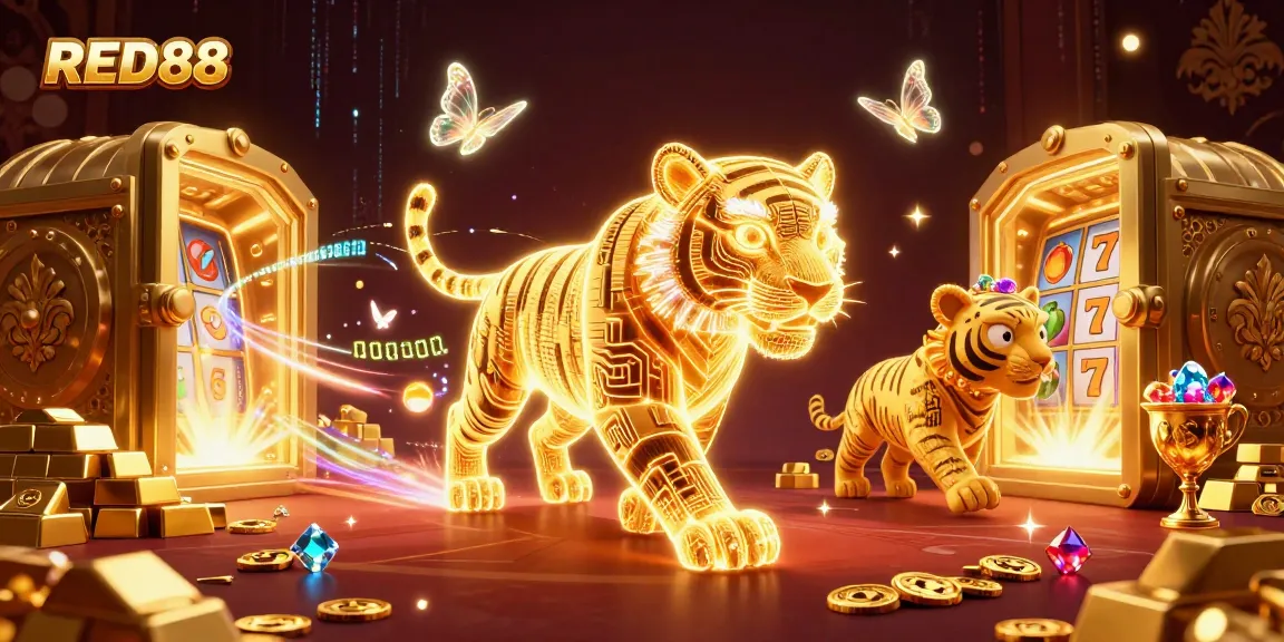 Immerse in excitement with RED88's dazzling illustration of a vibrant casino scene.