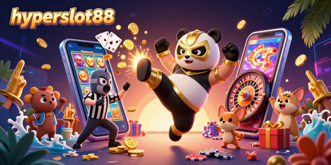Experience the thrill of winning with hyperslot88 as cartoon characters embrace the excitement of casino gaming.