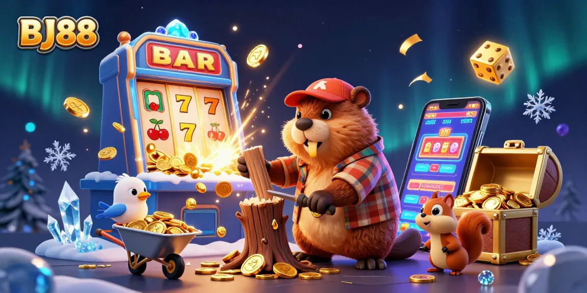 Discover the energetic BJ88 casino world with cartoon characters celebrating jackpots and coins!